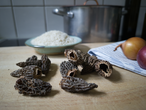 Dried morel caps.